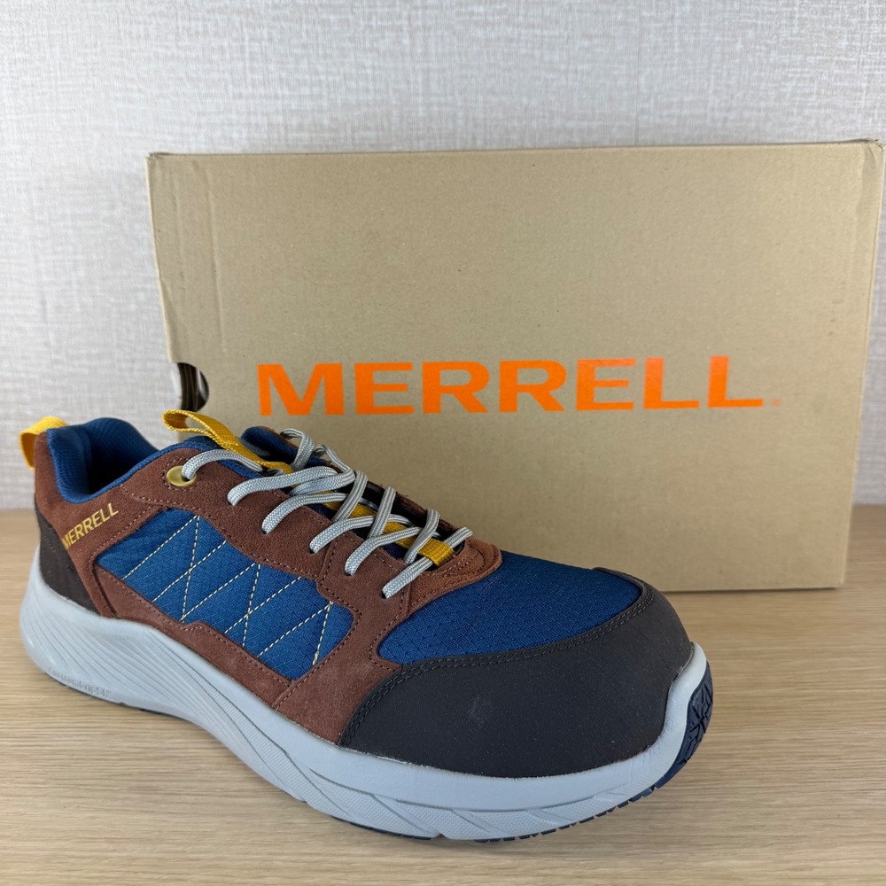 Merrell Moab Vertex Mid Composite Toe Work Shoes Brown Blue J005239 Mens 10.5